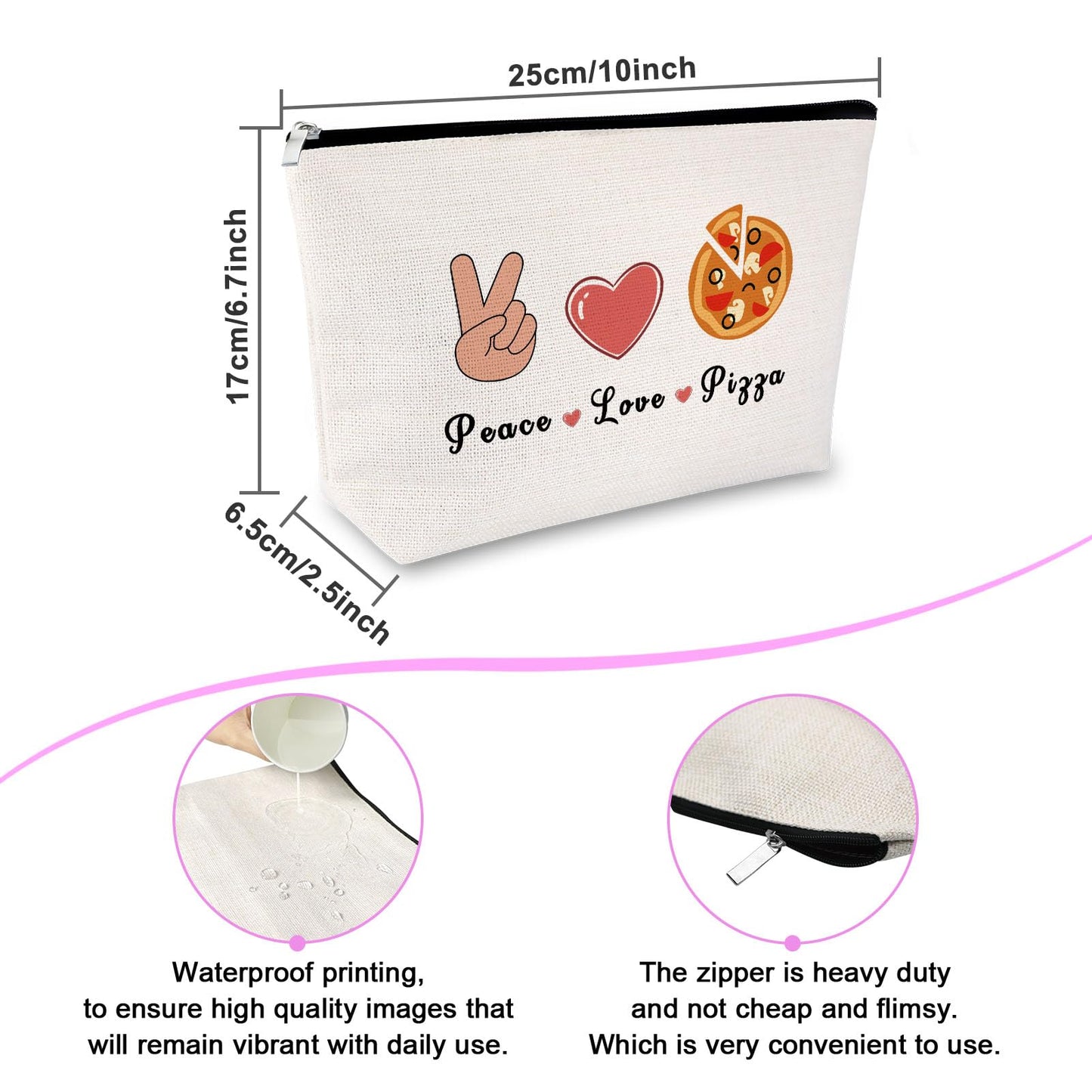 Fun Pizza Themed Cosmetic Bag - Pizza Lover Gift for Women & Foodies - Travel Toiletry Bag & Storage Pouch
