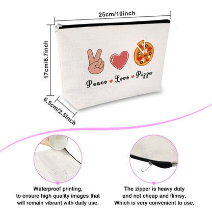Fun Pizza Themed Cosmetic Bag - Pizza Lover Gift for Women & Foodies - Travel Toiletry Bag & Storage Pouch