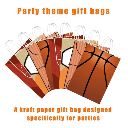 16 PCS Basketball Gift Bags with Handles for Basketball Birthday Party Supplies, Basketball Party Favor Bags Candy Treats Bags, Basketball Goodie Bags for Kids Boys Girls