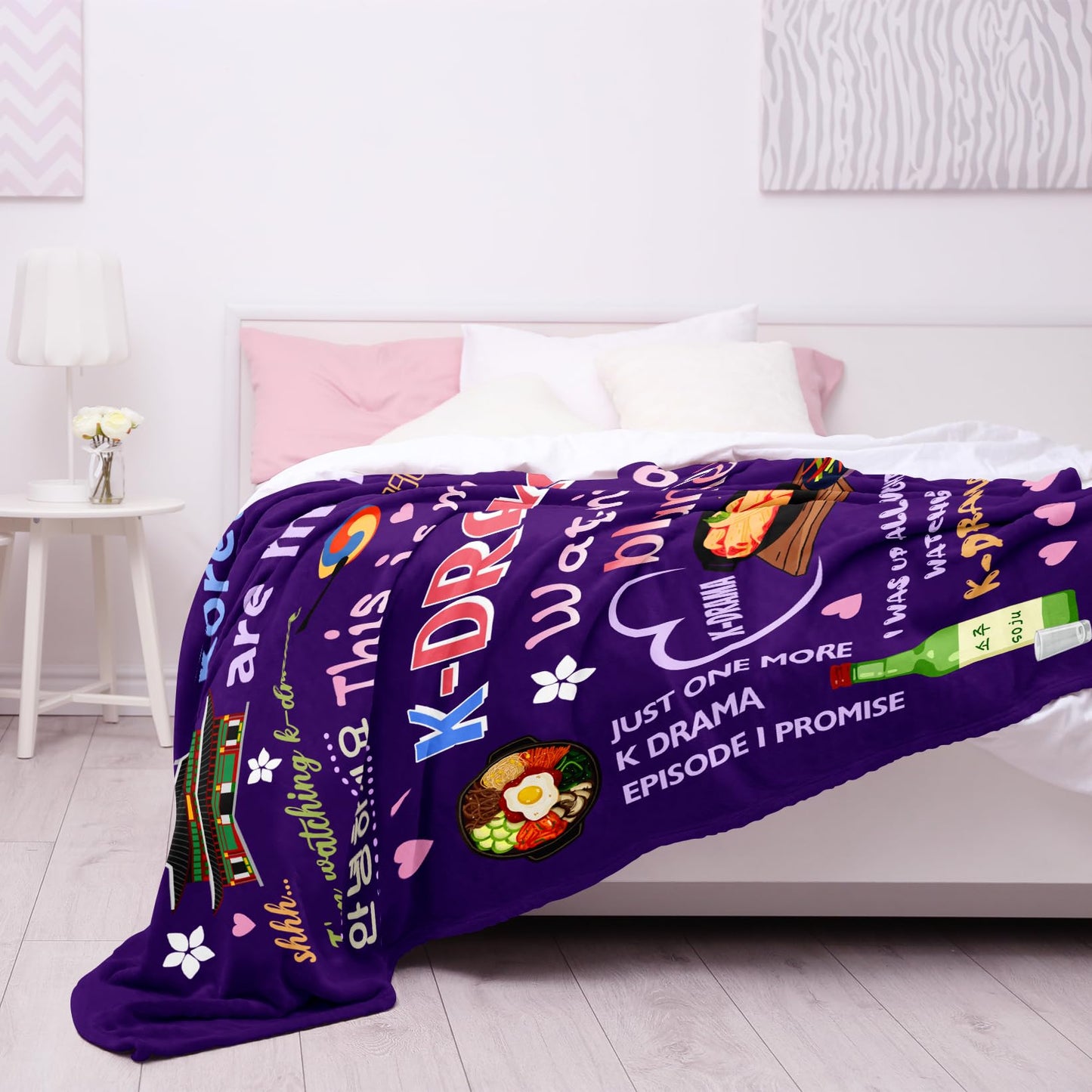 Korean Drama Gifts, K-Drama Blanket, Kpop Gifts, K Drama Gifts for Women - Purple - 50"X60"