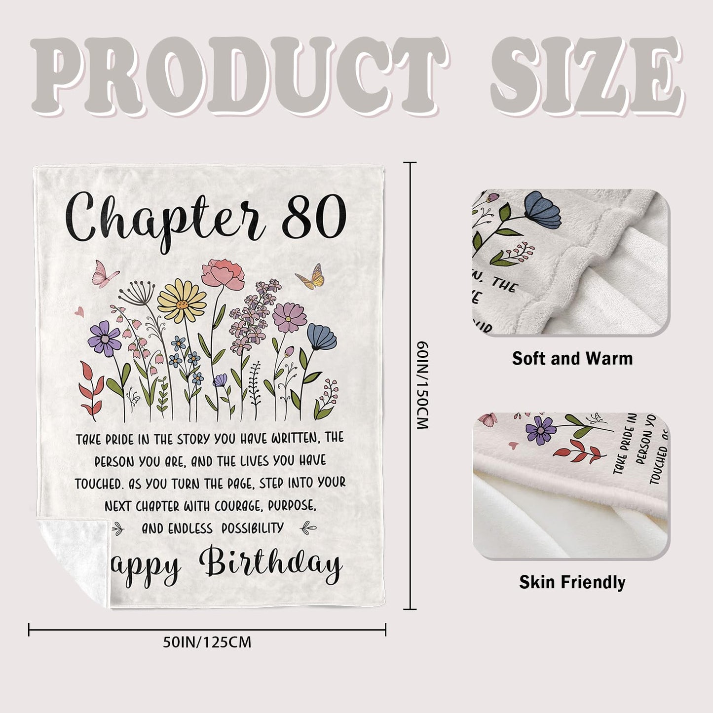 80th Birthday Gifts for Women, Chapter 80 Birthday Blanket, 80 Year Old Bday Gifts for Women, 1946 Birthday Decorations, Turning 80 Throw Blankets for Friend, Mom - 50'' x 60''