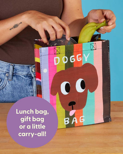 Blue Q Handy Tote Bag - Doggy Bag - Recycled & Reusable Sturdy Canvas Shopping Bag with Quirky Art and Handles, 95% Recycled Material, Ideal for Lunch, Gift, Groceries 10" h x 8.5" w x 4.5" d