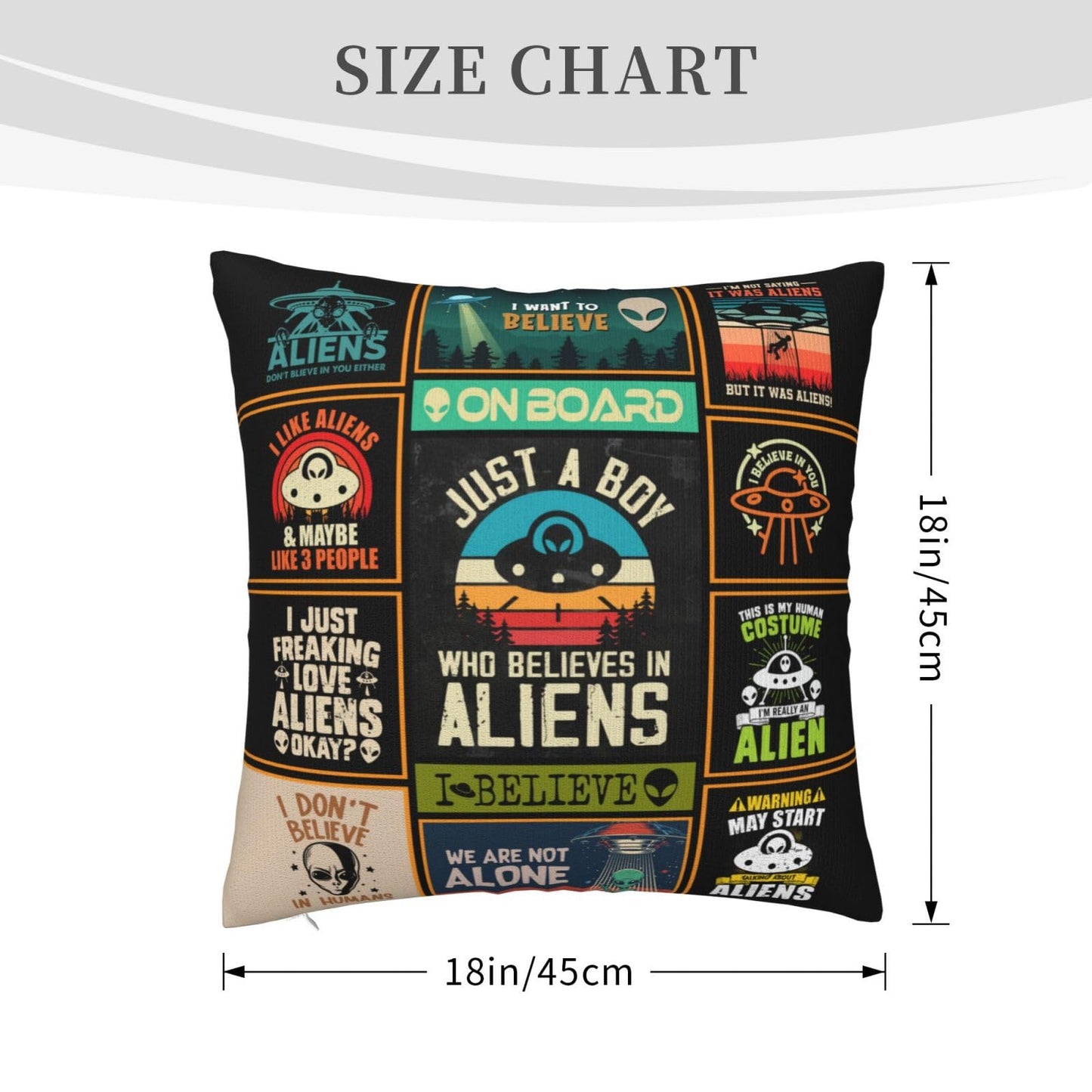 Alien Gifts - Funny Alien Gift for Men - UFO Gifts - Ancient Aliens Merchandise - Alien Stuff - Birthday Gift for Alien Lovers - Alien Decor Throw Pillow Cover 18"X 18"