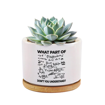 What Part of Don’t You Understand Engineer Ceramic Succulent Plant Pot with Bamboo Tray Round Engineering Gifts for Boyfriend Husband Dad Home Office Decor 3.5 Inch White (No Plants)
