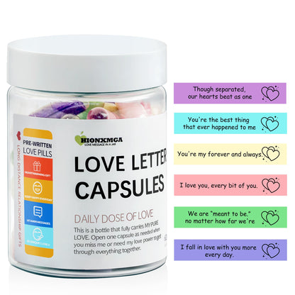 HIONXMGA Long Distance Relationship Gifts - (60PCS) Pre-Written Love Message Capsules In A Plastic Bottle Cute Gifts for Him Her Boyfriend Girlfriend Anniversary Birthday Valentines Day Gifts