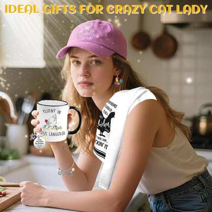 Chicken Gifts, Chicken Lover Gifts for Women, Funny Chicken Stuff with 11 Oz Coffee Mug Coaster Hat Socks Makeup Bag 2 Chicken Kitchen Towel Bracelet Keychain, Chicken Lady Birthday Chirstmas Gift