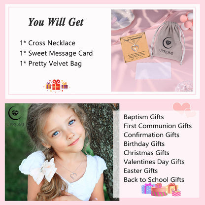 UPROMI Cross Necklace for Girls Back to School Gifts for Girls Baptism First Communion Confirmation Graduation Gifts