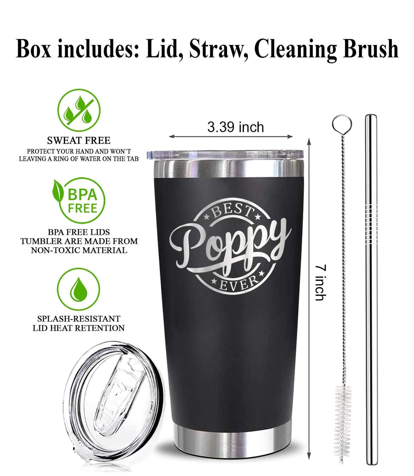Emily Poppy Ever Tumbler - Father's Day & - Birthday Gift For Poppy - Grandkids Gift For Grandpa