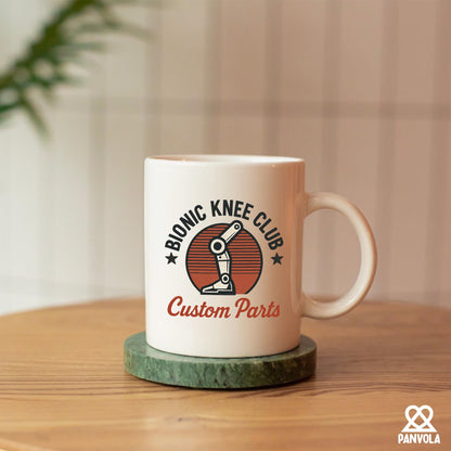 Bionic Knee Club Custom Parts Knee Surgery Recovery Gifts For Patients From Doctor Nurse Replacement Get Well Soon Gifts Orthopedic Novelty Drinkware Ceramic Mug (Classic, White)