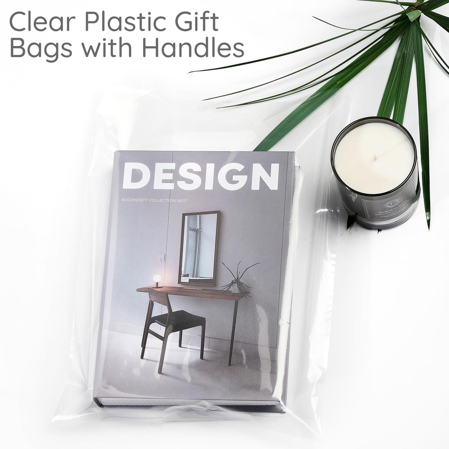 Choice Marts 100 Clear Plastic Bags With Handles 9"x12" Perfect for Merchandise And Retail 1.5Mil Thick Clear Gift Bags With Handles
