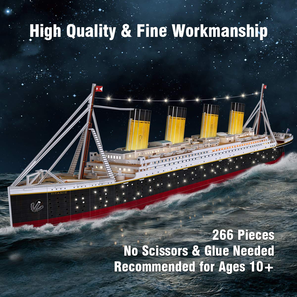 CubicFun 3D Puzzles for Adults - LED Titanic 35'' Large Ship - New Home Desk Decor - House Warming, Wedding, Anniversary, Valentines Day Gifts for Him Her Teacher Long Distance Relationship Gifts