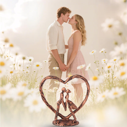 Anniversary Wedding Gift for Her Wife Husband Couple，Antique Bronze Metal Couple Figurine Heart Sculpture Love Statue,Romantic 1st to 60th Anniversary,Includes Gift Box and Gift Card,Valentines Gifts