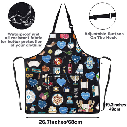 JNIAP Jewish Kitchen Apron Jewish Gift Hebrew Gift Hanukkah Apron Israeli Gift Ahava Love Apron Jewish Cooking Aprons