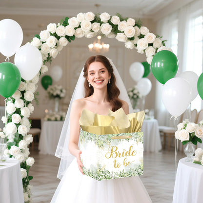 Woosytoo Large Bridal Shower Square Gift Bags Sage Green Bride Gift Bag with Tissue Paper Bridal Wrapping Paper Bachelorette Engagement Wedding Shower Favor Bag for Bride to Be Party Decoration