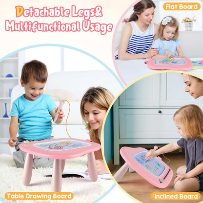 Smasiagon Magnetic Drawing Board for Kids, Toddler Toys for 1-2 Year Old Girl, Portable Doodle Board Pad Learning and Educational Toys for Ages 1 2 3 Year Old Baby Girl Birthday Gift（Pink）