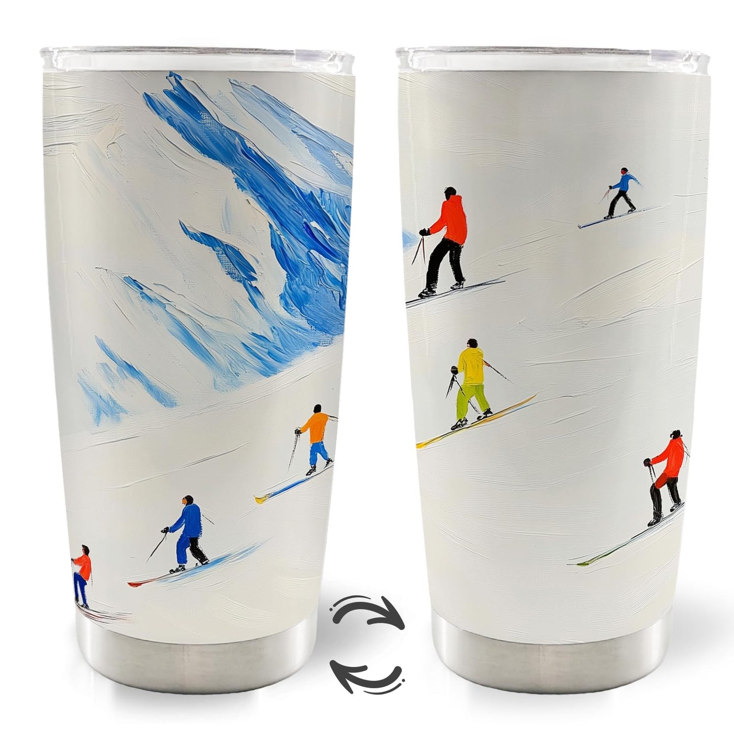 Winter Skiing Skier 20oz Travel Coffee Mug Tumbler, Christmas Ski Skiing Gifts for Skiers Men Women, Winter Skier Gifts, Skiing Christmas Water Stainless Steel Tumbler with Lid and Straw