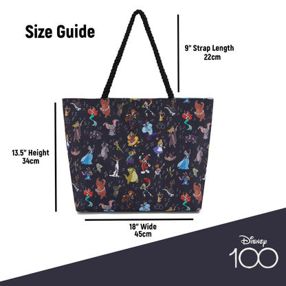 Disney Mickey & Stitch Canvas Tote Bag – Official 100 Minnie Mouse Travel Tote for Girls, Boys, Teens & Adults