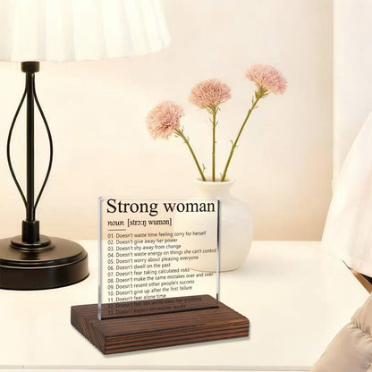 Inspirational Gifts for Women Mom Sister, Strong Woman Definition Sign, Positive Energy Gift for Coworkers Recognition, Motivational Gifts for Friends, Acrylic Desk Decor Plaque VR211
