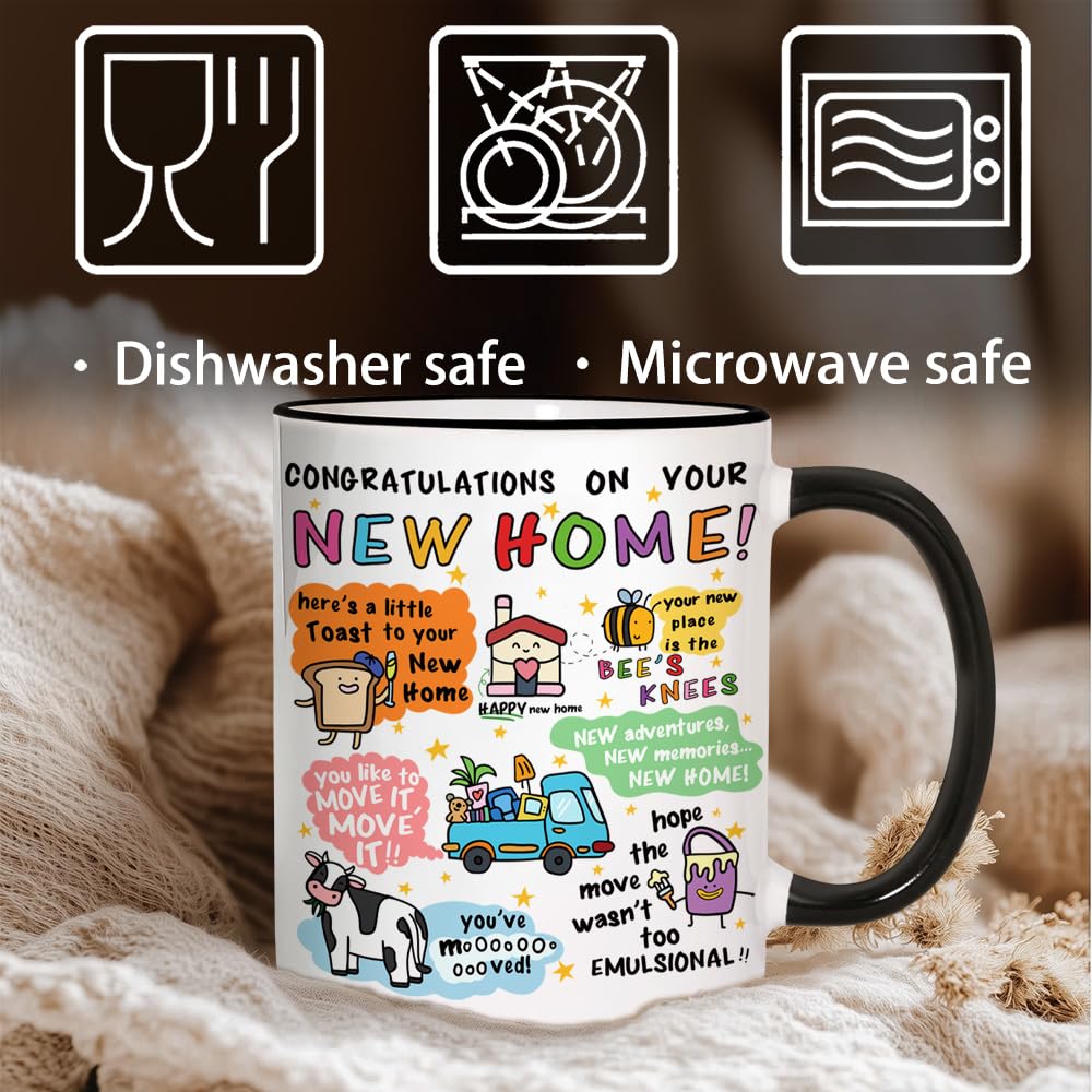 Funny Housewarming Coffee Mug Gift for New Home/Apartment, Unique Congratulations Cup for New Homes, First Home Present for Friends Family Couples, Cute Ceramic Mugs for Moving Celebration 11oz