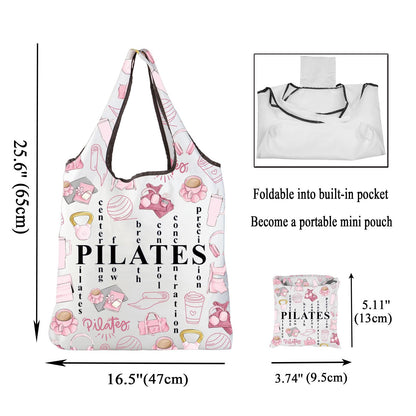 CMNIM Pilates Tote Bag Pilates Gifts for Women Yoga Lover Gift Pilates Instructor Gifts Funny Pilates Reusable Grocery Bag