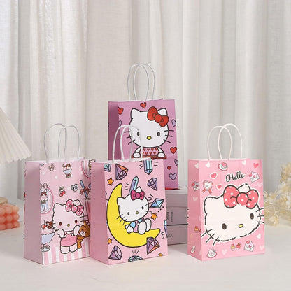Cute Birthday Party Supplies, 12 Pcs Party Favor Bags, Candy Goodie Treat Bags with Handle, Cartoon Birthday Party Decorations (B)