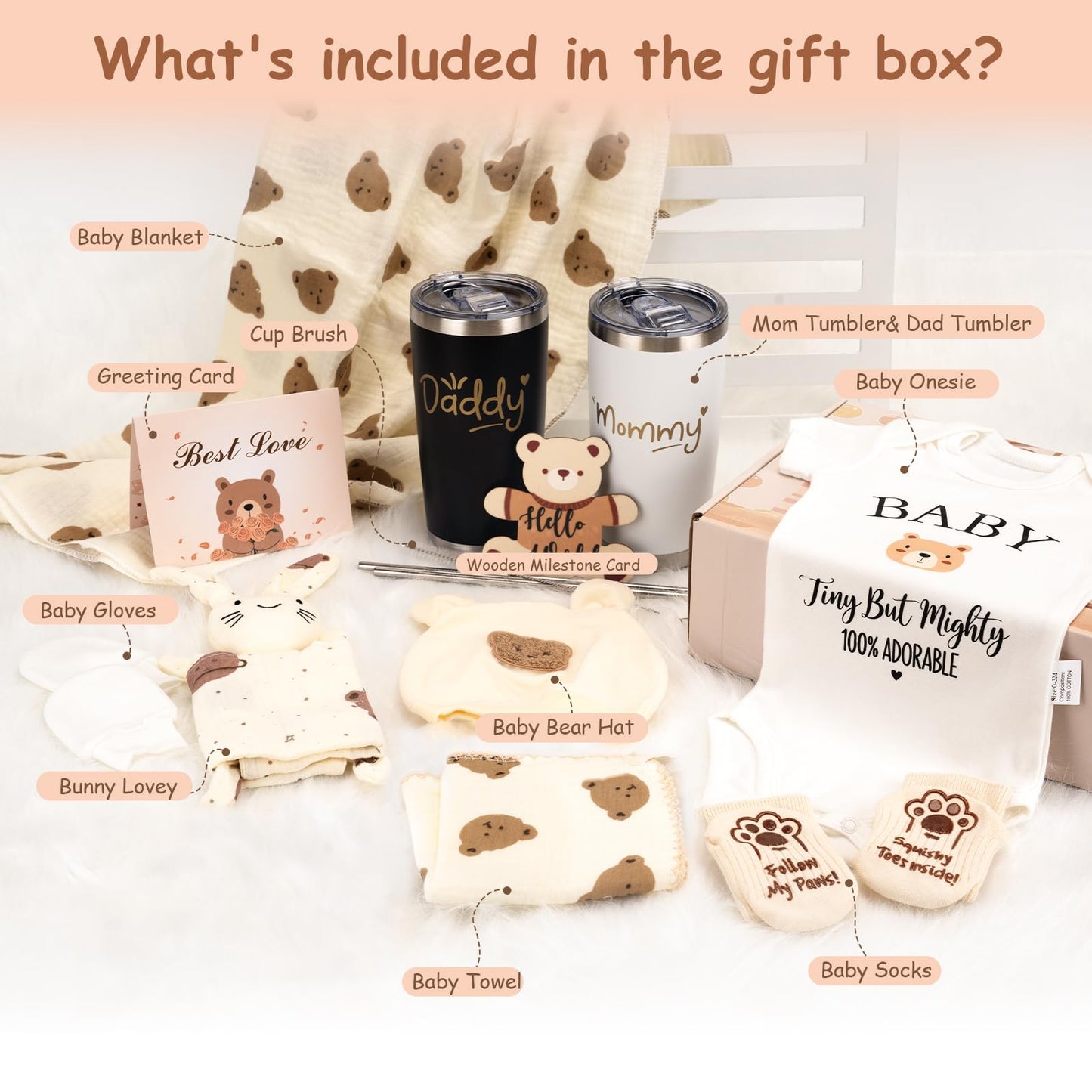 16pcs Gender Reveal Gift, Baby Shower Gifts and Pregnancy Gift for New Parents, New Mom Care Package, First Time Moms Gift Box, New Mom Gift for Expecting Mom to be, Baby Welcome Box