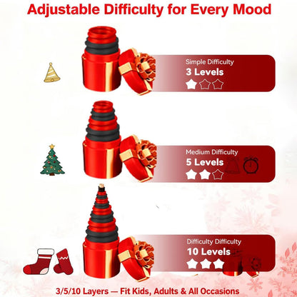 Annoying Nested Screw Gift Box, Annoying Gift Box, 10 Layer Reusable Prank Gifts Boxes for Cash and Small Surprises,Funny Money Puzzle Boxs for Birthday Christmas White Elephant Party (Red Gold)