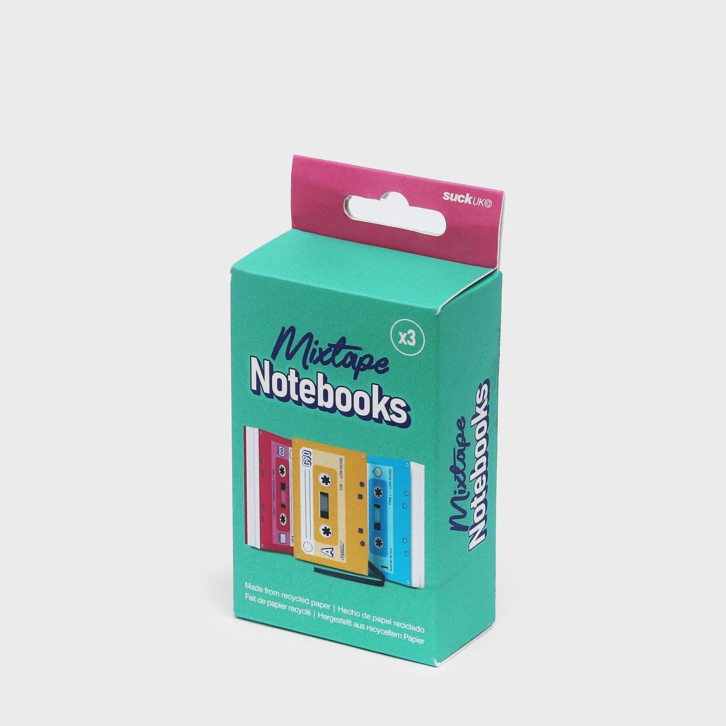 Suck UK Music Notebook - Cassette Tape Notebooks - Mix Tape Book - Retro Themed Gifts - Music Stationery - 80s Retro Gift - Pocket Size Notepad - Mini Tape Record - Multi Colour Mini Notebooks 3 Pack