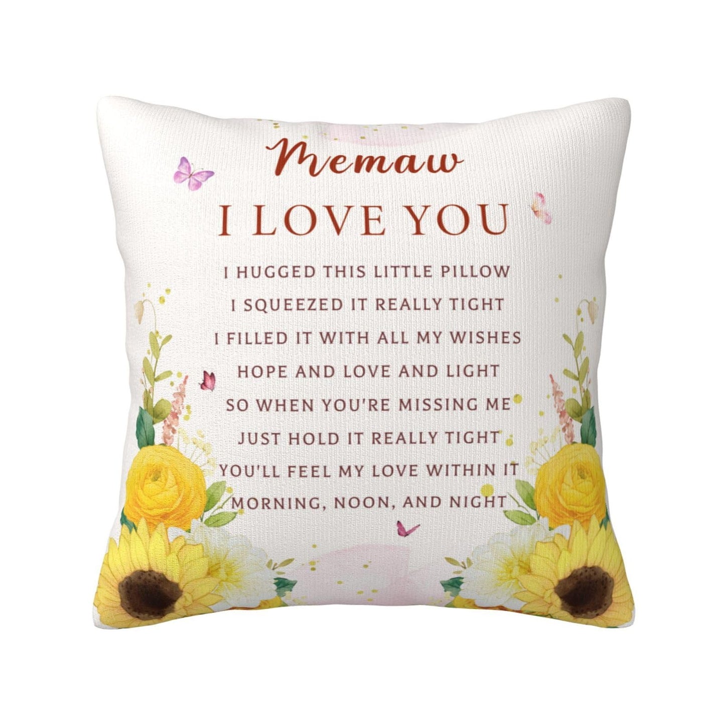 Mothers Day Memaw Gifts - Birthday Gifts for Memaw from Grandchildren - Best Grandma Memaws Ever Gift Throw Pillow Cover 18"X 18"
