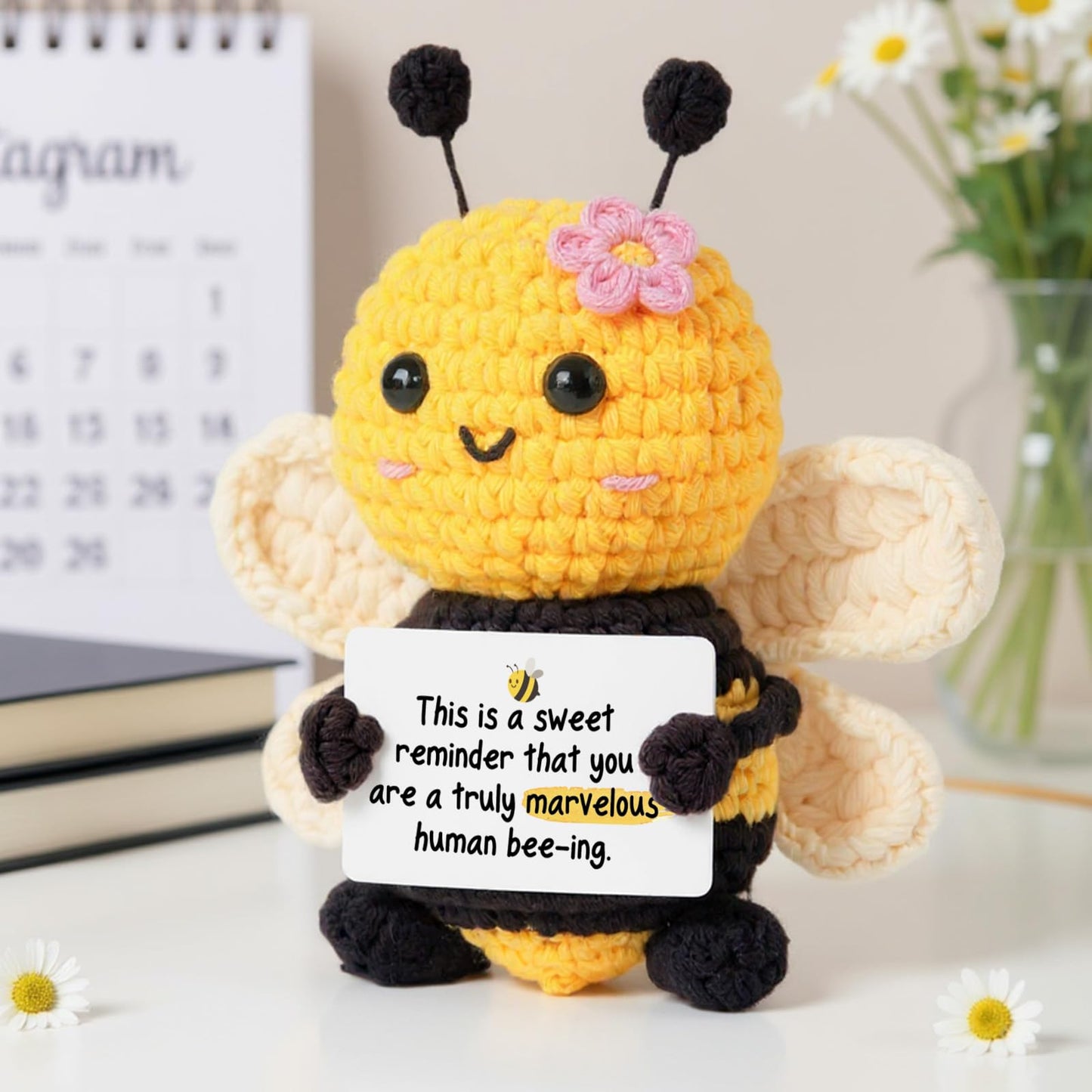 Inspirational Gifts for Women, Encouragement Gifts for Women, Thinking of You, Feel Better, Get Well Soon, Thank You, Positive Gift for Friend Coworker, Cute Positive Bee Decor with Affirmation