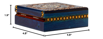 Artisan Owl Polish Handmade Chakra Luna Wooden Box with Vivid Colors