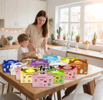 TIMESEEK 30-Pack Spring Green Gable Treat Boxes with Handles, 6" Pop-Up Party Favor Gift Boxes for Candy, Birthday,Wedding,Baby Shower, Eco-Friendly Cardboard Goodie Bags for Kids, Bachelorette Decor