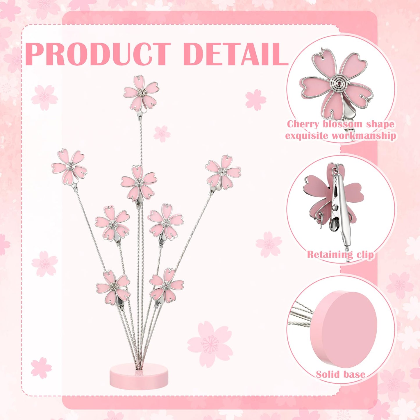 Tandefio Gift Card Tree Holder Clip, 8 Branch Multiple Money Family Photo Tree Christmas Card Holder with Clips Picture Frame Stand for Memo Note Wedding Photo Display Office Desk Decor(Pink)