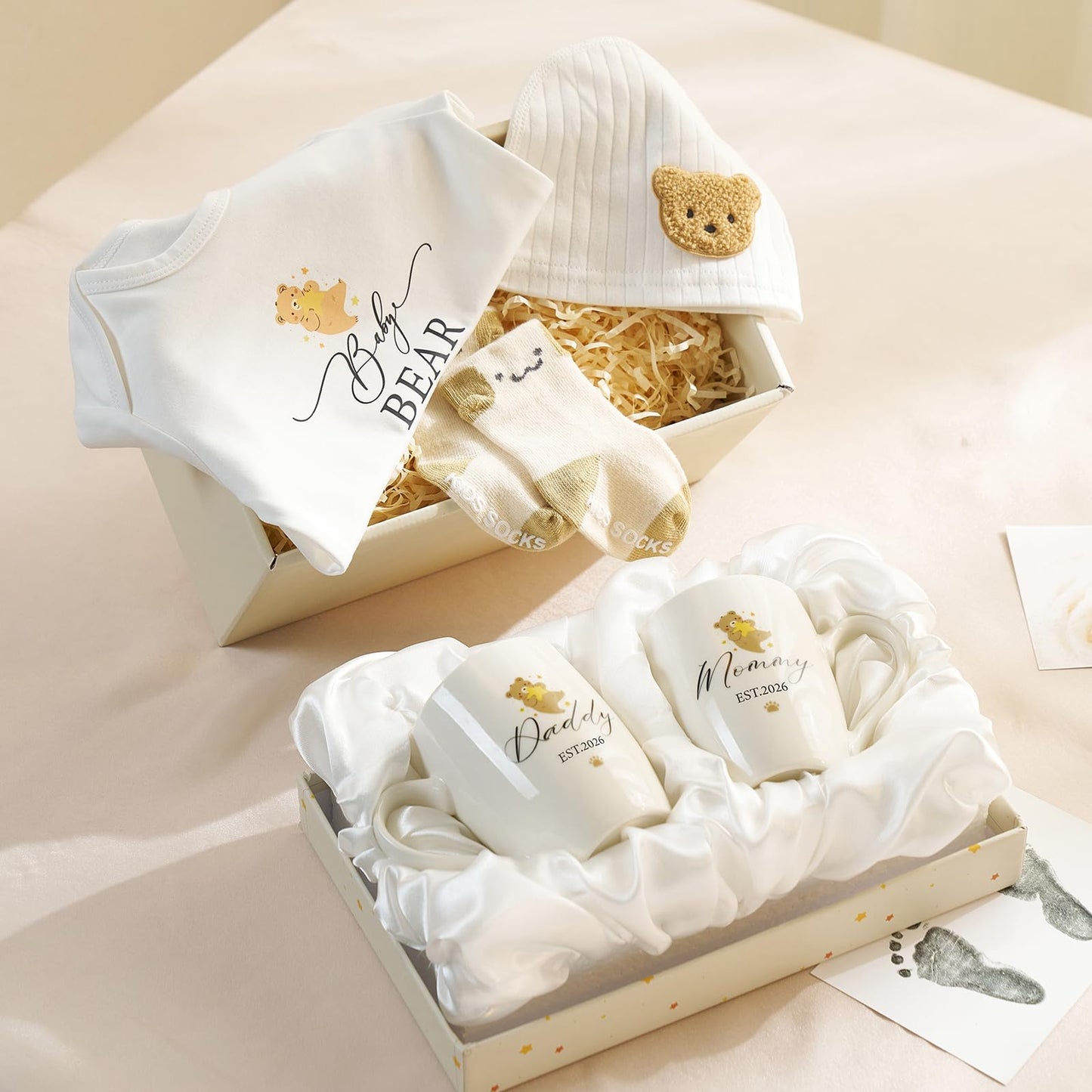 AW BRIDAL New Mom Gifts for Women 2026, New Parents Gift for Couples, Baby Gift Basket for Boys Girls Baby Shower, Gender Reveal Gifts with Mom and Dad Coffee Mugs for Parents to Be, First Time Moms