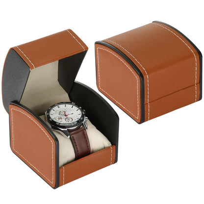 Luxury Single Watch Gift Box with Removable Pillow, PU Leather Single Watch Case Wristwatch Jewelry Storage Display Holder Cases for Men and Women (Brown)