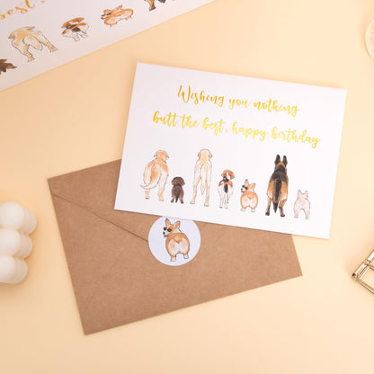 Crisky 13" Funny Dog Happy Birthday Gift Bag with Tissue Paper and Card for Women, Men, Girls, Boys, Kids, Friends, Wishing You Nothing but the Best Bags with Handles for Party