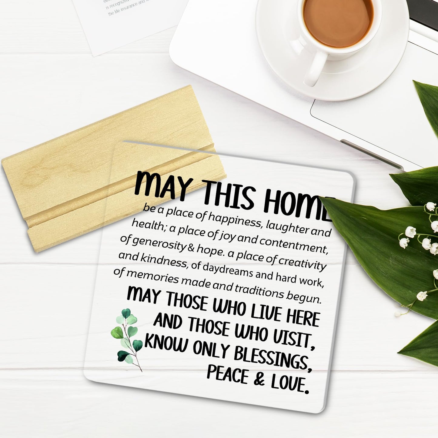 House Warming Gifts New Home for Women,Men,May This Home Acrylic Desk Docor Plaque,Inspirational Christian Desk Sign