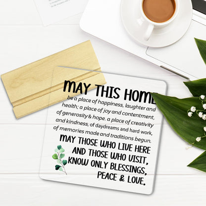 House Warming Gifts New Home for Women,Men,May This Home Acrylic Desk Docor Plaque,Inspirational Christian Desk Sign