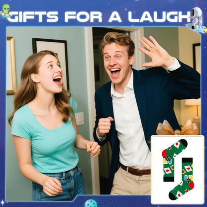 HAPPYPOP Funny Socks for Men - American Flag Optometry Golf Bowling Medical Teeth Gifts