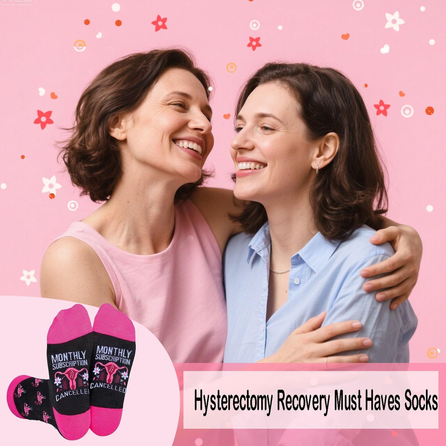 Hysterectomy Gifts for Women,Hysterectomy Recovery Gift with Novelty Socks, 3pcs Uterus Gift For Her, Monthly Subscription Cancelled Present