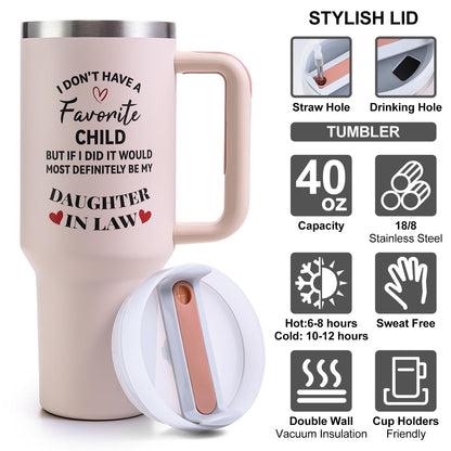 Mothers Day Gifts for Daughter in Law Tumbler with Handle 40oz - Daughter in Law Mug Birthday Gifts，Mother’s Day Birthday,Christmas