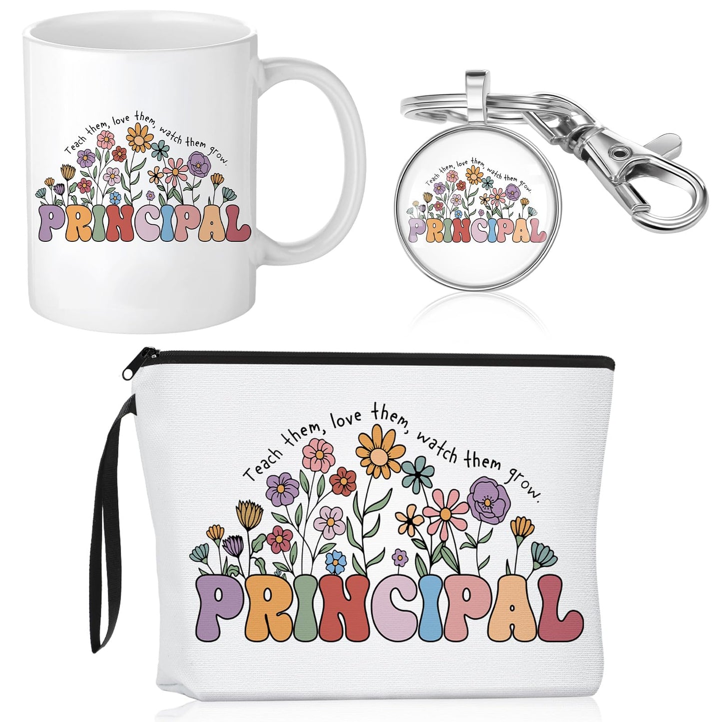 Havawish 3 Pcs Principal Appreciation Gift Set for Women School Principal Gift Makeup Bag Cosmetic Bag 11 oz Ceramic Coffee Mug and Keychain for Assistant Principals Graduation End of The Year