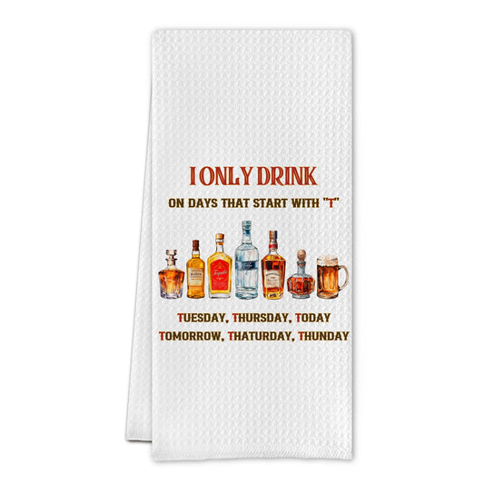 Funny Alcohol Kitchen Towels, Gifts for Alcohol Lovers Dish Tea Towels for Kitchen Decor, Cocktail Beer Drinkers Gifts Decorative Hand Towel for Bar Cart, 16x24 Inch