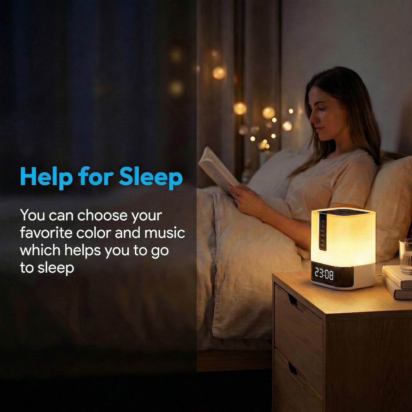 Hetyre Night Light Bluetooth Speaker, 5 in 1 Touch Control Bedside Lamp Dimmable Multi-Color Changing, Bedroom Alarm Clock, Best Birthday Gift Ideas for 10 11 12 13 14 Year Old Teenage Girls/Boys