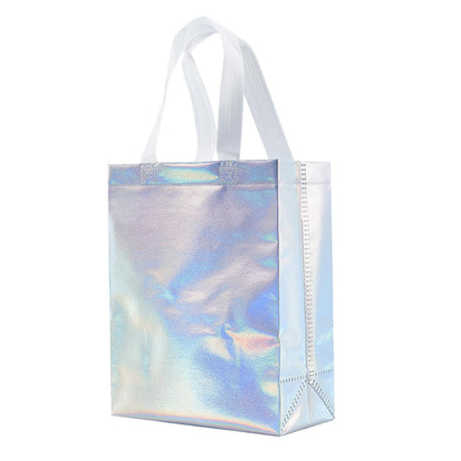 Tendwarm 12 Pcs 8x4x10 Inches Reusable Iridescent Gift Bag Favor Bags for Party Wedding Christmas Medium Size