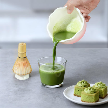 ENVTEK 8Pcs Matcha Whisk Set with Floral Ceramic Matcha Bowl, Wooden-Handled Sifter, Bamboo Whisk, Whisk Holder, Bamboo Scoop, Scoop Rest, Spoon, Tea Towel, Greeting card, Gift for Beginners