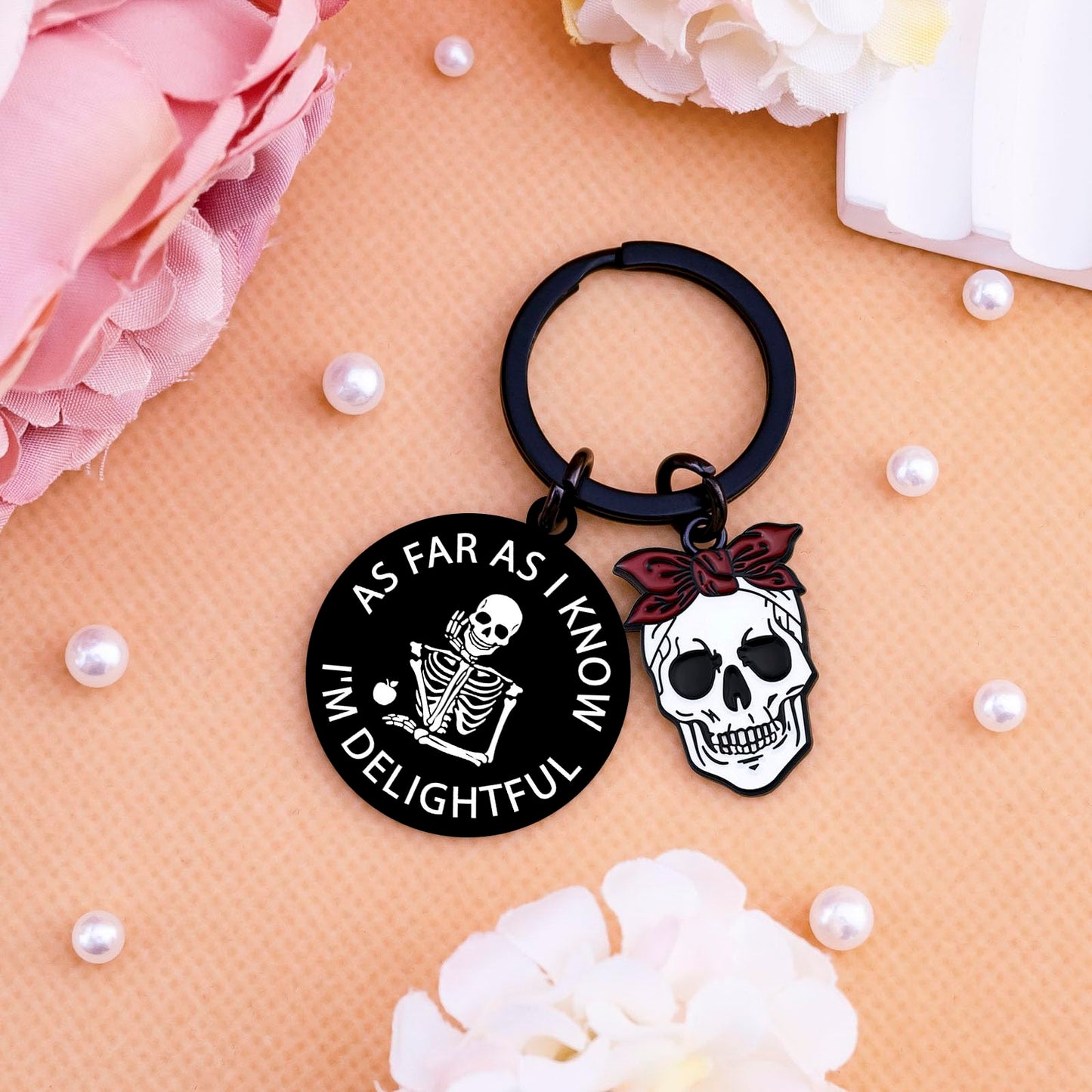 Goth Gifts for Women Gothic Keychain Skull Keychain for Teens Witchy Gifts for Women Skeleton Keychains Spooky Basket Stuffers Horror Gift for Friend Funny Halloween Keychains