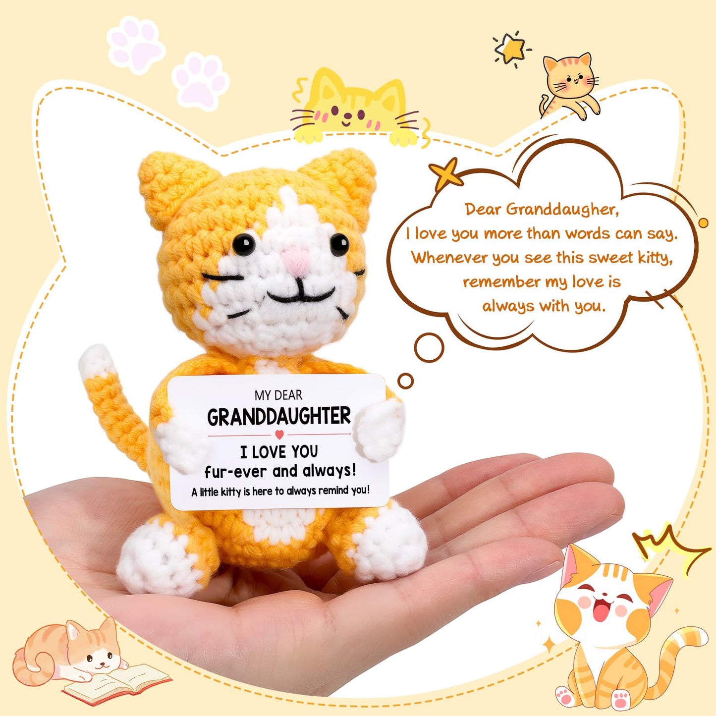 Funny Cat Mothers Day Granddaughter Gifts from Grandma Grandpa, Birthday Graduation Gifts for Granddaughter from Grandparents, Mini Cute Cool Stuff Things I Love You Present, Small Sweet Emotional Cat