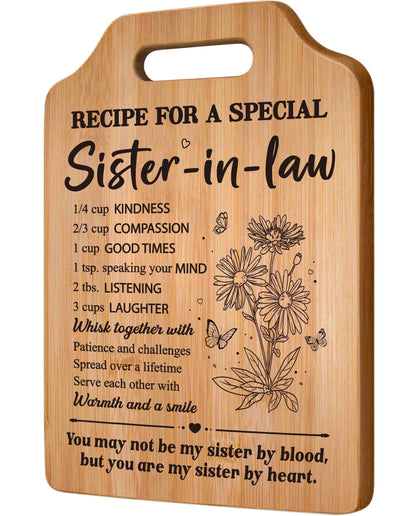 Gifts for Sister in Law, Sister In Law Birthday Gifts, Unique Recipe Cutting Board for Sister in Laws, Mothers Day, Christmas, Housewarming Gifts for Sister in Law Adult