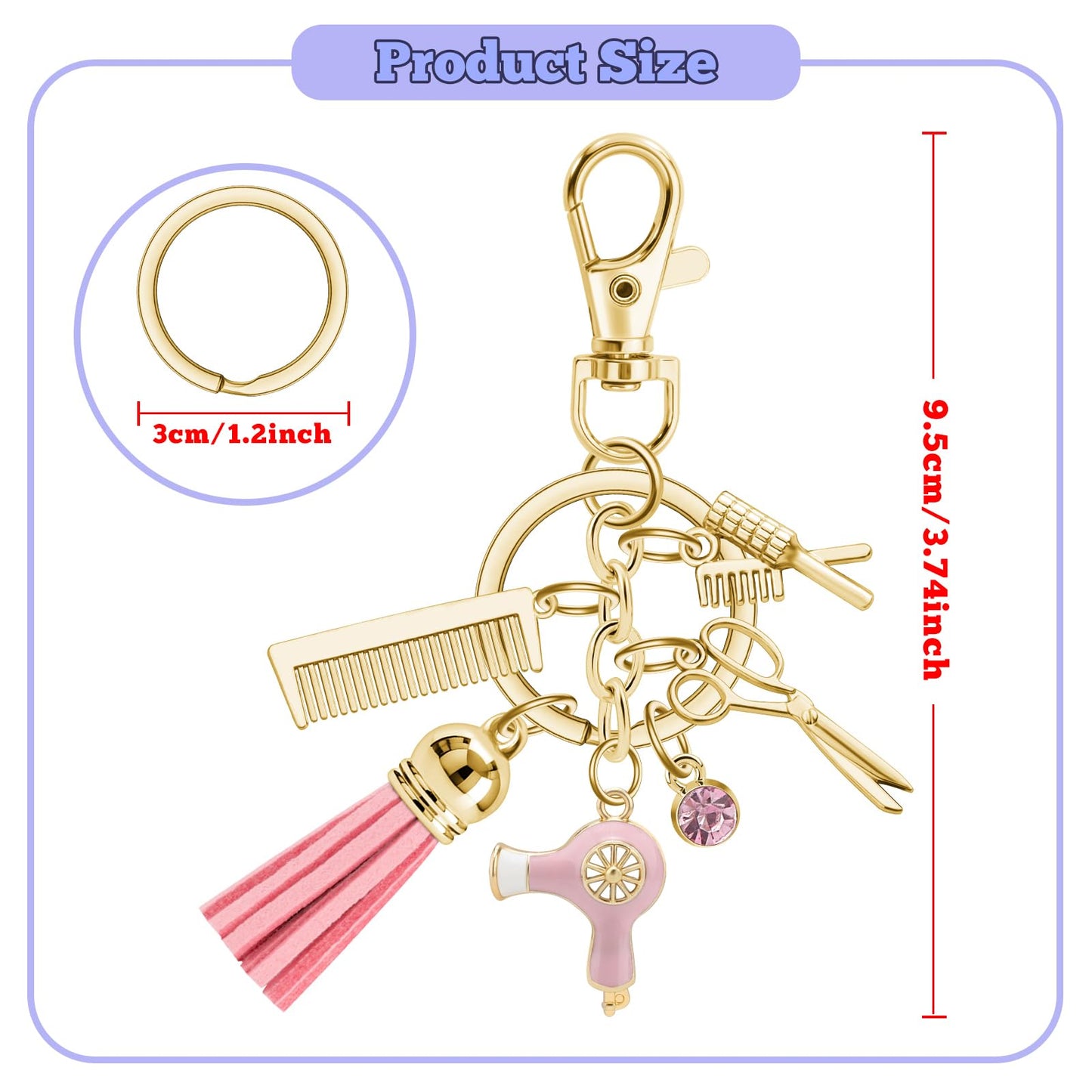 Hair Stylist Gifts Comb Scissors Charm Keychain Cosmetology Hairstylist Gifts Hairdresser Keychain for Women Barber Gift Cosmetology Graduation Gift Christmas Birthday Presents for Hair Dresser